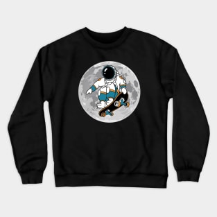 Skateboarding Astronaut In Space Crewneck Sweatshirt